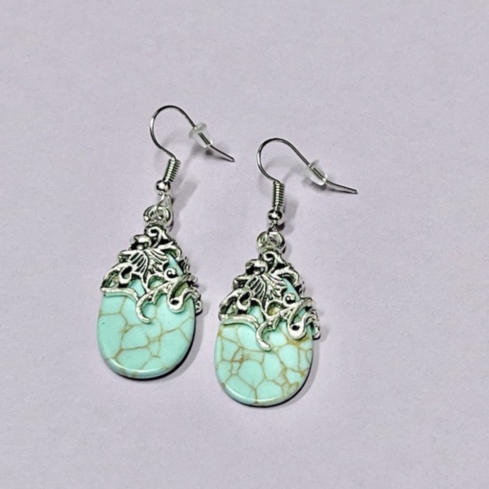 turquoise stone dangle earrings